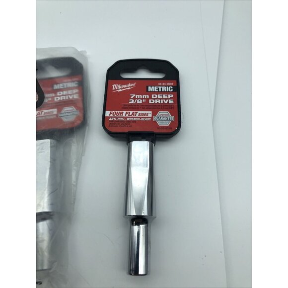 2 Milwaukee 7 mm x 3/8 In. Dr 6-Point Deep Socket flat sides anti roll lot of 2 - Picture 1 of 7